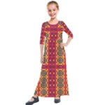 Shapes in retro colors2                                                          Kids  Quarter Sleeve Maxi Dress