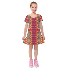 Shapes in retro colors2                                                               Kids  Short Sleeve Velvet Dress from ArtsNow.com