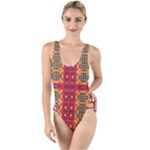 Shapes in retro colors2                                                         High Leg Strappy Swimsuit