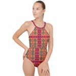 Shapes in retro colors2                                                          High Neck One Piece Swimsuit