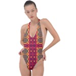 Shapes in retro colors2                                                          Backless Halter One Piece Swimsuit