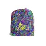 vibrant abstract floral/rainbow color Drawstring Pouch (Large)