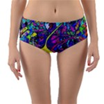 vibrant abstract floral/rainbow color Reversible Mid-Waist Bikini Bottoms