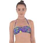 vibrant abstract floral/rainbow color Halter Bandeau Bikini Top