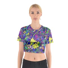 vibrant abstract floral/rainbow color Cotton Crop Top from ArtsNow.com