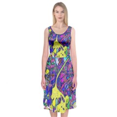 vibrant abstract floral/rainbow color Midi Sleeveless Dress from ArtsNow.com