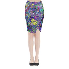 vibrant abstract floral/rainbow color Midi Wrap Pencil Skirt from ArtsNow.com