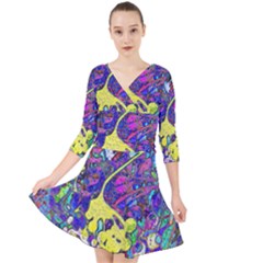 Quarter Sleeve Front Wrap Dress 