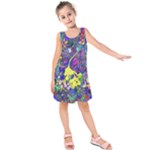 vibrant abstract floral/rainbow color Kids  Sleeveless Dress