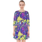 vibrant abstract floral/rainbow color Smock Dress