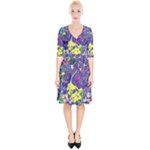 vibrant abstract floral/rainbow color Wrap Up Cocktail Dress