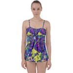 vibrant abstract floral/rainbow color Babydoll Tankini Set