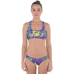 vibrant abstract floral/rainbow color Cross Back Hipster Bikini Set from ArtsNow.com