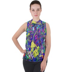 Mock Neck Chiffon Sleeveless Top 