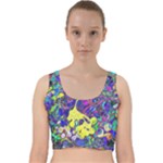 vibrant abstract floral/rainbow color Velvet Racer Back Crop Top