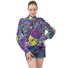 High Neck Long Sleeve Chiffon Top 