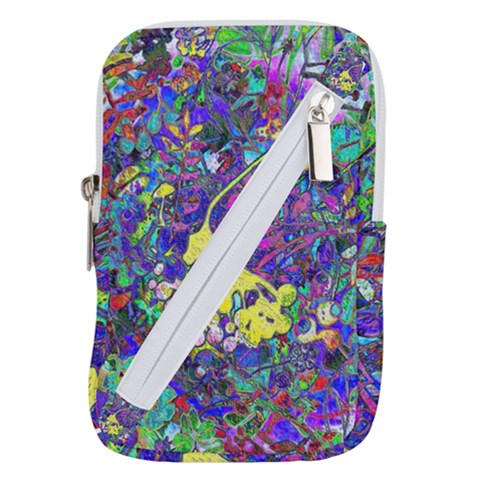 vibrant abstract floral/rainbow color Belt Pouch Bag (Large) from ArtsNow.com