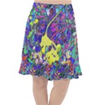 vibrant abstract floral/rainbow color Fishtail Chiffon Skirt