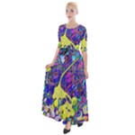 vibrant abstract floral/rainbow color Half Sleeves Maxi Dress