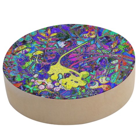 vibrant abstract floral/rainbow color Wooden Bottle Opener (Round) from ArtsNow.com