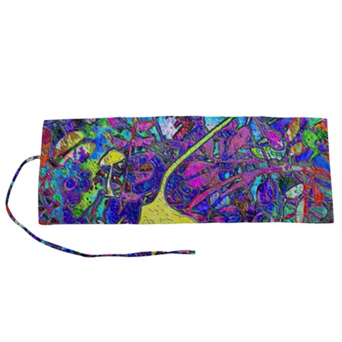 vibrant abstract floral/rainbow color Roll Up Canvas Pencil Holder (S) from ArtsNow.com