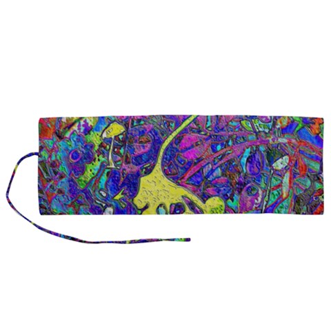 vibrant abstract floral/rainbow color Roll Up Canvas Pencil Holder (M) from ArtsNow.com