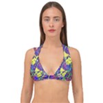 vibrant abstract floral/rainbow color Double Strap Halter Bikini Top