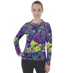 vibrant abstract floral/rainbow color Women s Pique Long Sleeve Tee