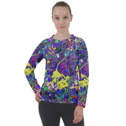 vibrant abstract floral/rainbow color Women s Long Sleeve Raglan Tee from ArtsNow.com