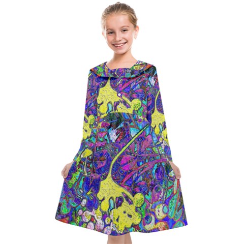 vibrant abstract floral/rainbow color Kids  Midi Sailor Dress from ArtsNow.com