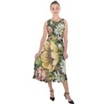 Vintage comfy floral Midi Tie-Back Chiffon Dress