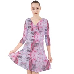 Quarter Sleeve Front Wrap Dress 