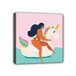 unicorn swimming Mini Canvas 4  x 4  (Framed)