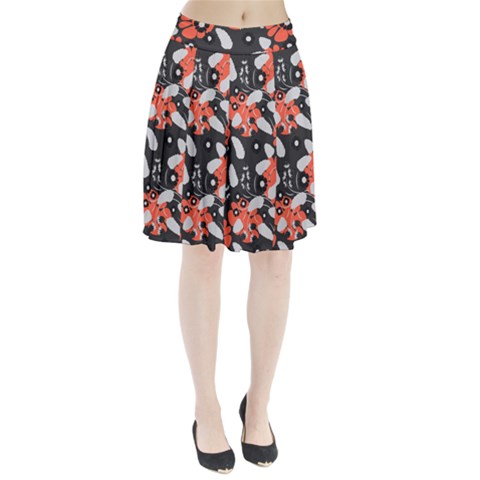 Folk flowers art pattern Floral   Pleated Skirt from ArtsNow.com