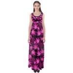 Black & Deep Pink Cannabis Marijuana Empire Waist Maxi Dress