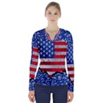 usa-map-and-flag-on-cement-wall-texture-background-design-1591646654pet V-Neck Long Sleeve Top