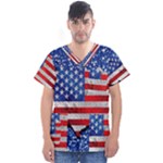 usa-map-and-flag-on-cement-wall-texture-background-design-1591646654pet Men s V-Neck Scrub Top