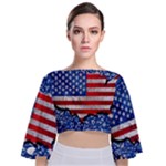 usa-map-and-flag-on-cement-wall-texture-background-design-1591646654pet Tie Back Butterfly Sleeve Chiffon Top