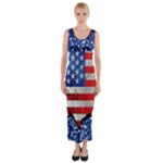 usa-map-and-flag-on-cement-wall-texture-background-design-1591646654pet Fitted Maxi Dress