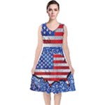 usa-map-and-flag-on-cement-wall-texture-background-design-1591646654pet V-Neck Midi Sleeveless Dress 