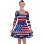 usa-map-and-flag-on-cement-wall-texture-background-design-1591646654pet Quarter Sleeve Skater Dress