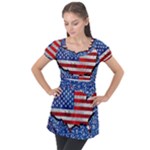 usa-map-and-flag-on-cement-wall-texture-background-design-1591646654pet Puff Sleeve Tunic Top