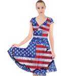 usa-map-and-flag-on-cement-wall-texture-background-design-1591646654pet Cap Sleeve Front Wrap Midi Dress