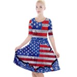 usa-map-and-flag-on-cement-wall-texture-background-design-1591646654pet Quarter Sleeve A-Line Dress