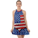 usa-map-and-flag-on-cement-wall-texture-background-design-1591646654pet Halter Tie Back Chiffon Dress