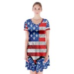 usa-map-and-flag-on-cement-wall-texture-background-design-1591646654pet Short Sleeve V-neck Flare Dress