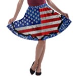 usa-map-and-flag-on-cement-wall-texture-background-design-1591646654pet A-line Skater Skirt