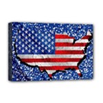 Usa-map-and-flag-on-cement-wall-texture-background-design-1591646654pet Deluxe Canvas 18  x 12  (Stretched)