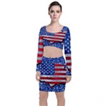 Usa-map-and-flag-on-cement-wall-texture-background-design-1591646654pet Top and Skirt Sets