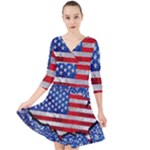 Usa-map-and-flag-on-cement-wall-texture-background-design-1591646654pet Quarter Sleeve Front Wrap Dress